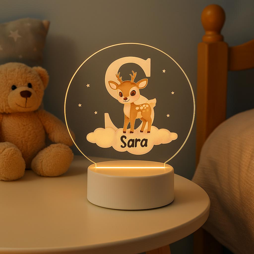 Personalizirani pokloni za bebe -  LED Lampa bambi s imenom