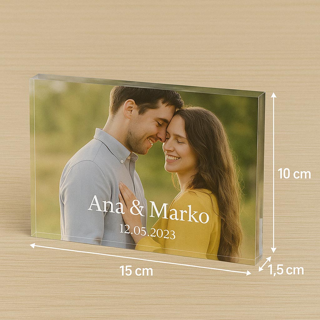 Personalizirani foto blok od akrilnog stakla – Tvoj trenutak u 3D