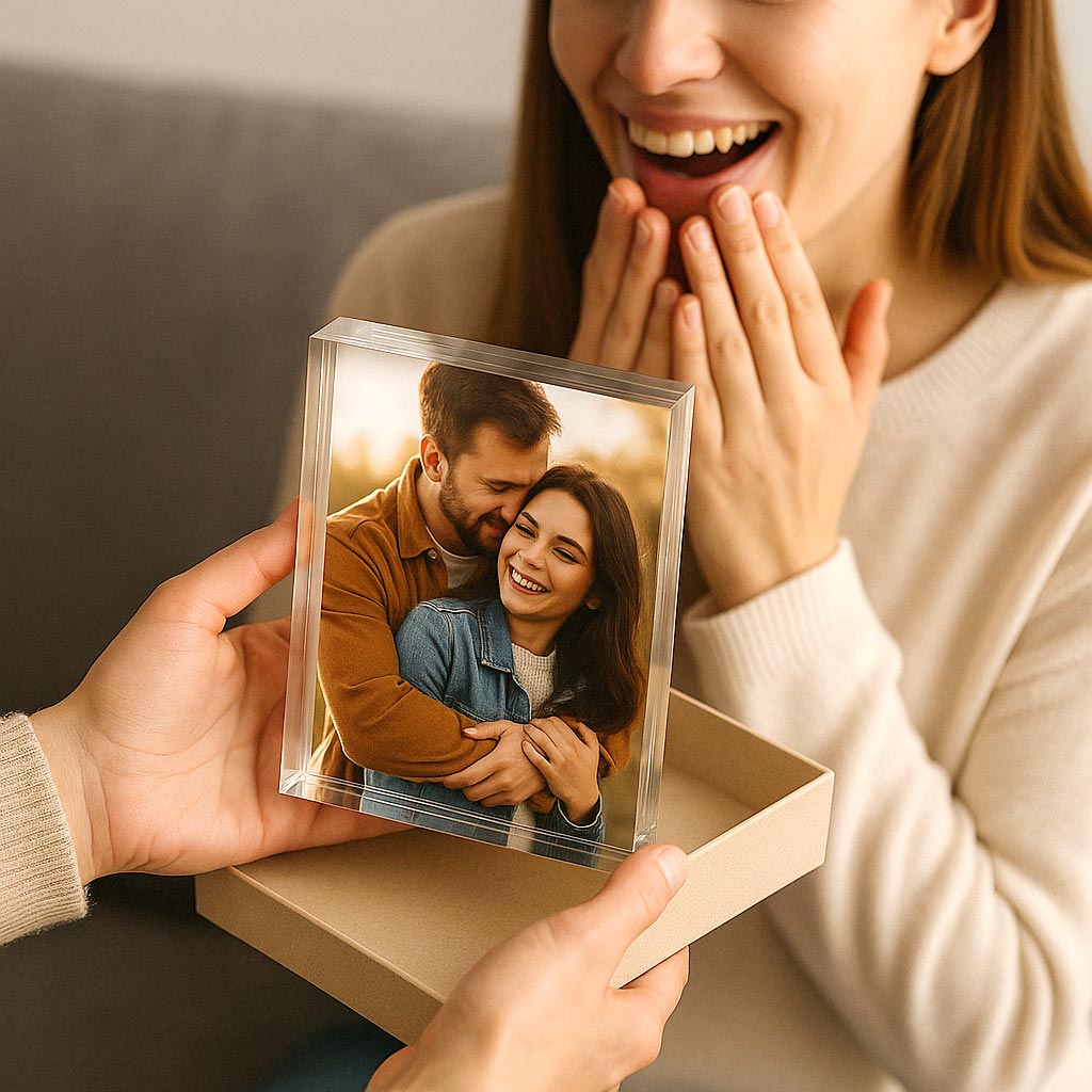 Personalizirani foto blok od akrilnog stakla – Tvoj trenutak u 3D