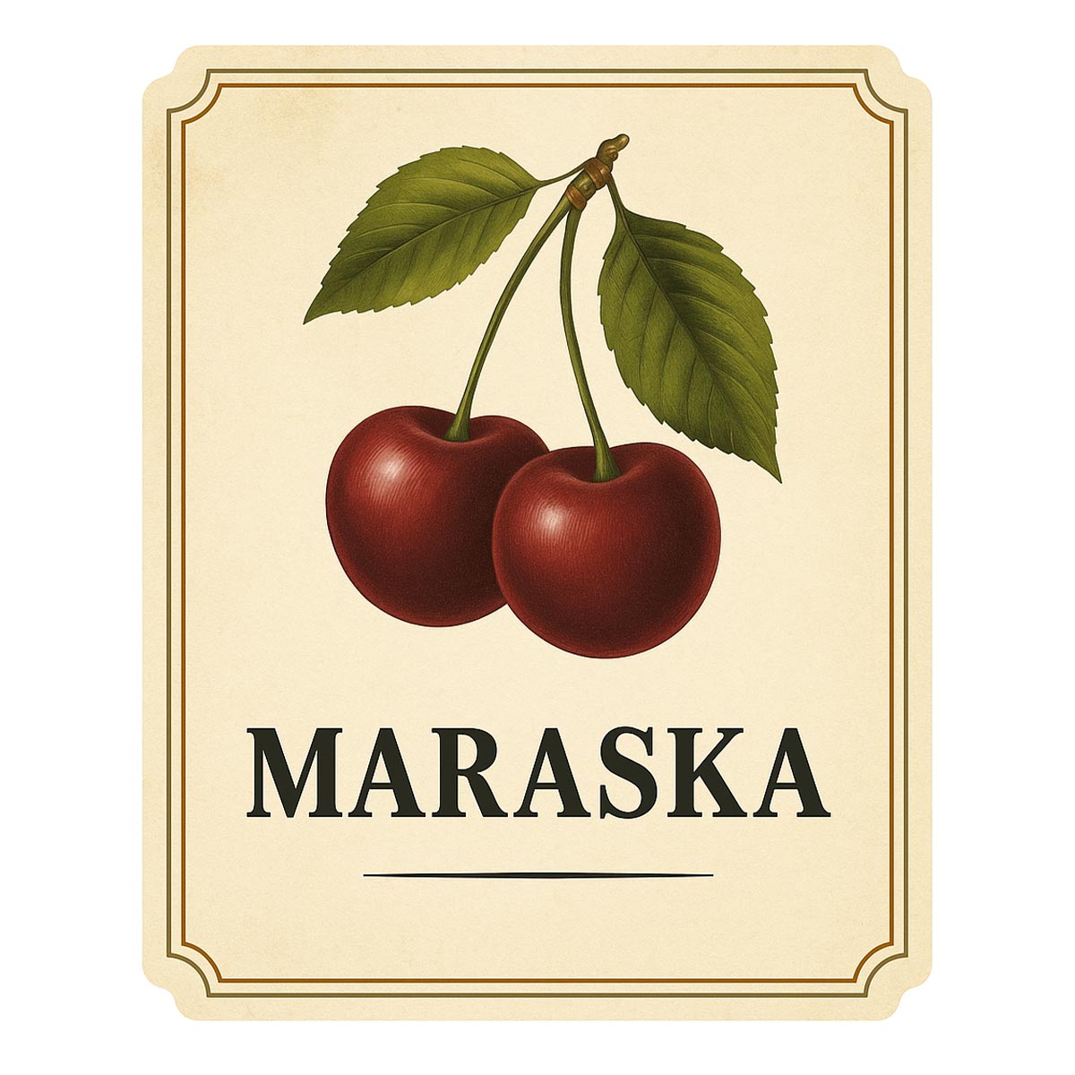 Etiketa za rakiju od maraske – personalizirana vintage naljepnica s višnjama - EF225