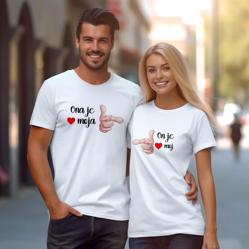 Unikatne Ljubavne Majice za Parove. Izrazi Svoju Povezanost Sloganima 'Ona je Moja' i 'On je Moj - TS480