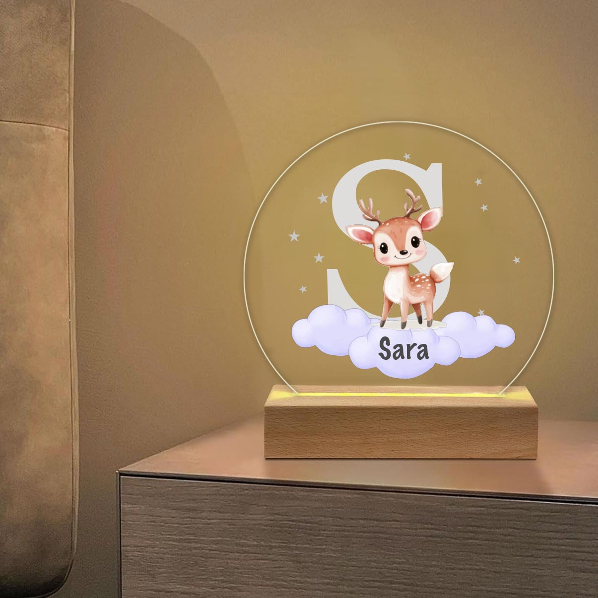 Personalizirani pokloni za bebe -  LED Lampa bambi s imenom