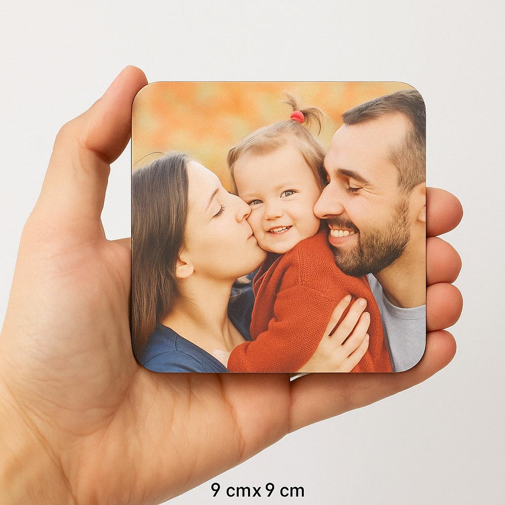 Personalizirani podmetači za čaše od plexiglasa – Set 4 kom (9x9 cm)