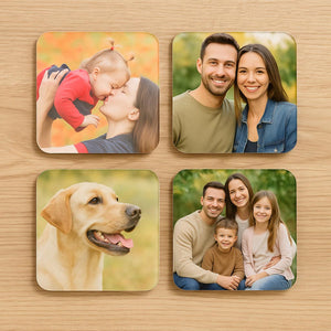 Personalizirani podmetači za čaše od plexiglasa – Set 4 kom (9x9 cm)