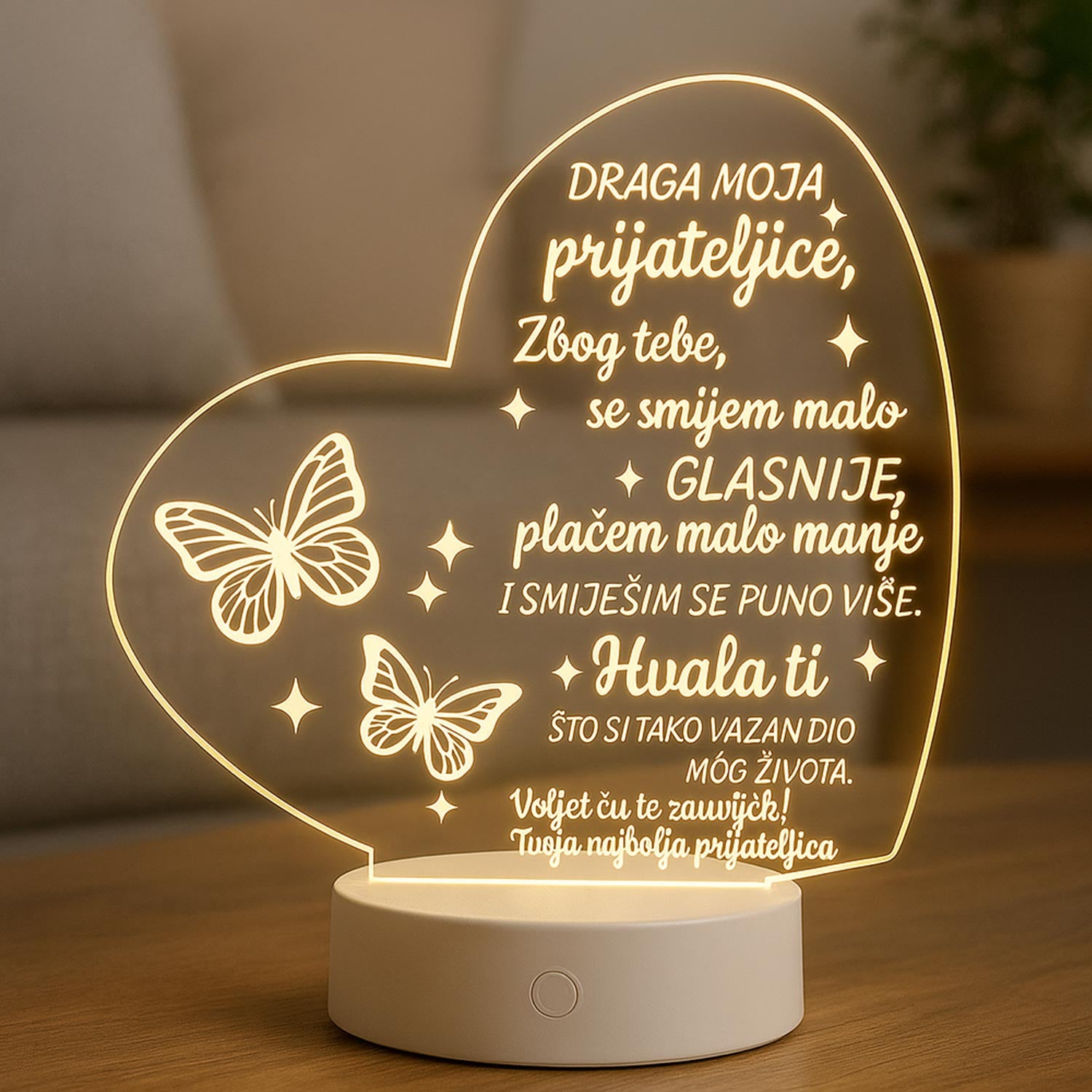 Orginalan Poklon prijateljici Gravirana Svjetiljka - PLA002
