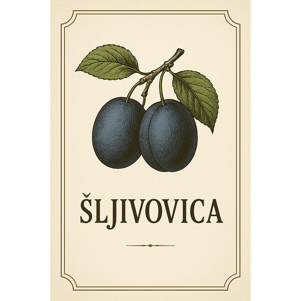 Rustikalna personalizirana etiketa za boce rakije Šljivovica - EF204