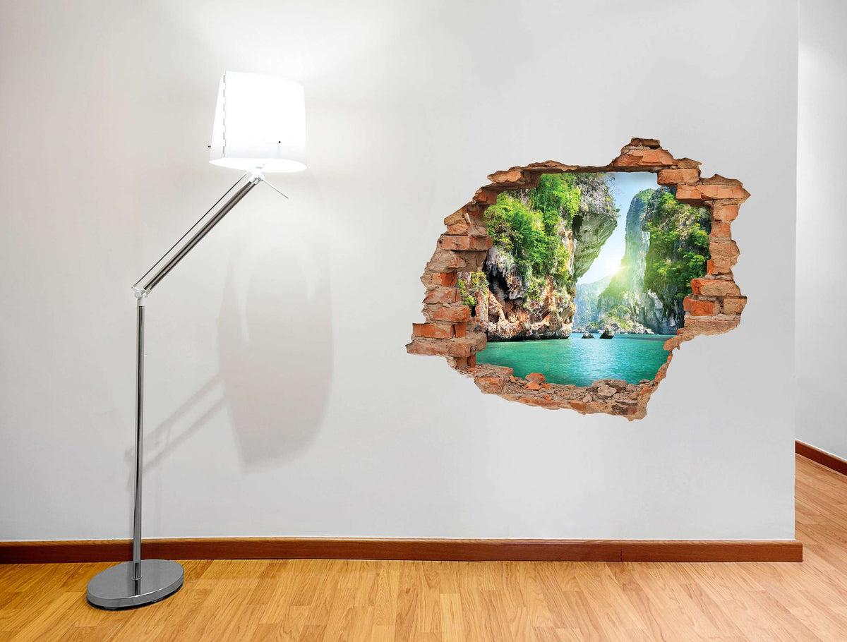 3D Art zidne naljepnice Green waterfall- 3D017