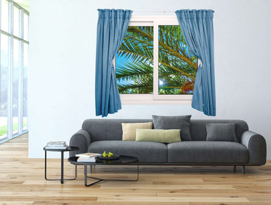 3D Art zidne naljepnice Zelena palma prozor - 3D059