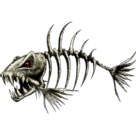 Bone Fish riba naljepnice, samoljepljive, 6 različitih dizajna - AUR053