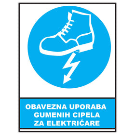 Obavezna uporaba gumenih cipela za elektricare, znakovi obveze, ZO1022
