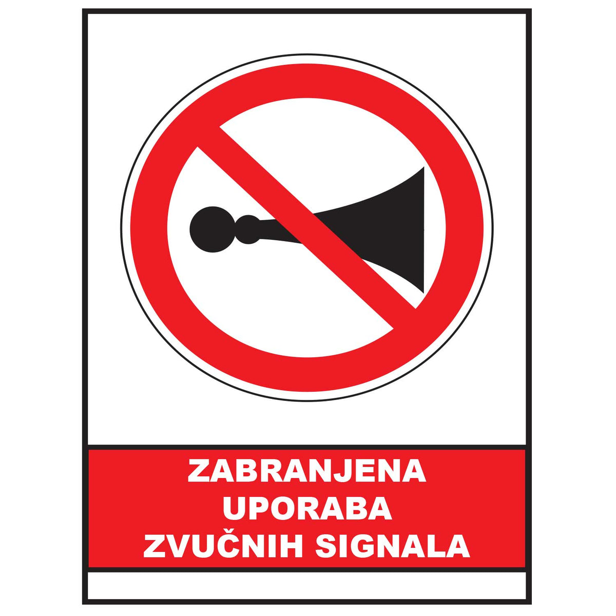 Zabranjena uporaba zvucnih signala, znak zabrane, ZS0035