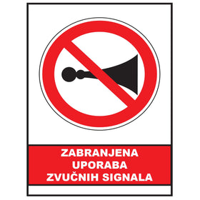 Zabranjena uporaba zvucnih signala, znak zabrane, ZS0035