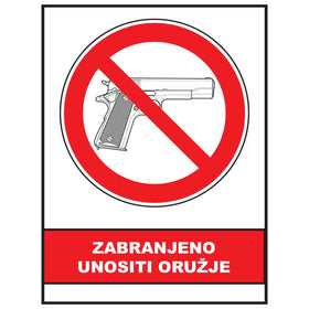 Zabranjeno unositi oruzje, znak zabrane, ZS0042