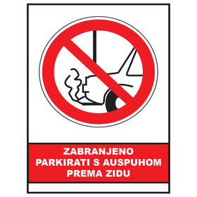 Zabranjeno parkirati s auspuhom prema zidu, znak zabrane, ZS0066