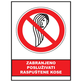 Zabranjeno posluzivati raspustene kose, znak zabrane, ZS0056