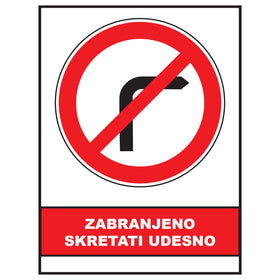 Zabranjeno skretati udesno, znak zabrane, ZS0039