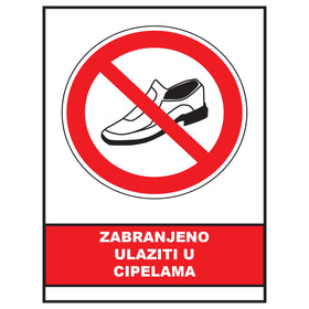 Zabranjeno ulaziti u cipelama, znak zabrane, ZS0065