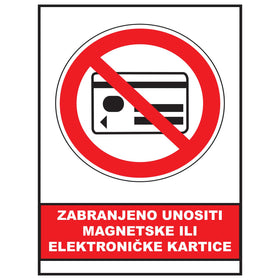 Zabranjeno unositi magnetske ili elektronicke kartice, znak zabrane, ZS0063