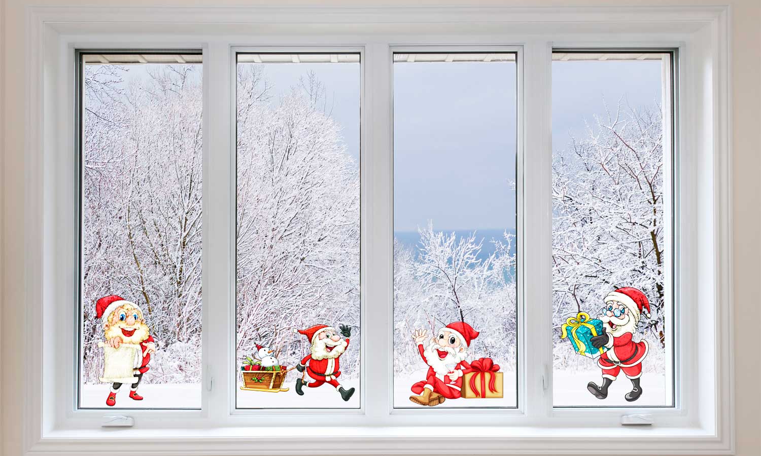 Božićne naljepnice za prozore  Zaposleni djedica - WLB006