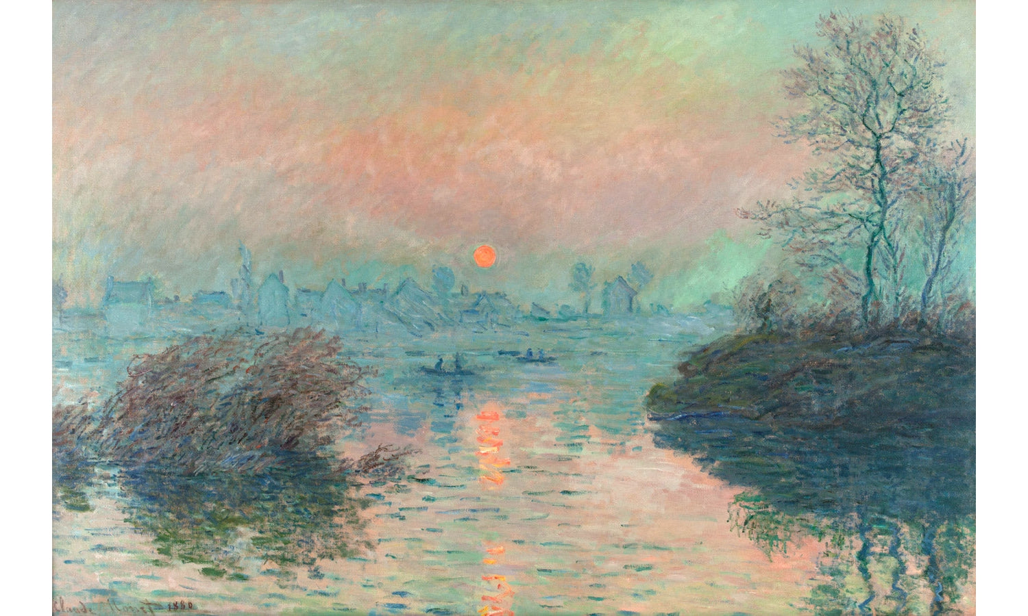 Sun setting on the Seine at Lavacourt (1880) Claude Monet, poster PS175