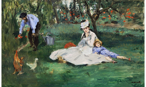 The Monet Family in Their Garden at Argenteuil (1874) painting in high resolution by Édouard Manet, poster  PS137