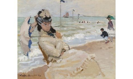 Camille on the Beach in Trouville (1870) by Claude Monet, poster PS201