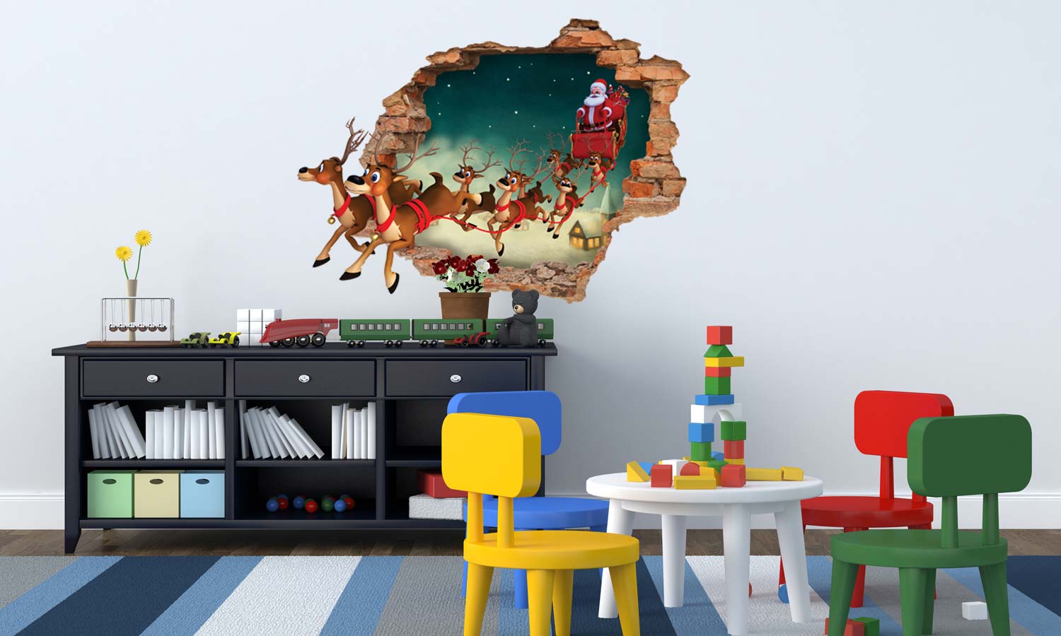 Božićne 3D Art zidne naljepnice Božićne saonice - 3D067