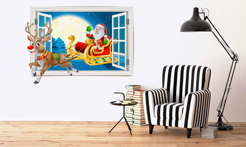 Božićne 3D Art zidne naljepnice Božićni prozor - 3D066