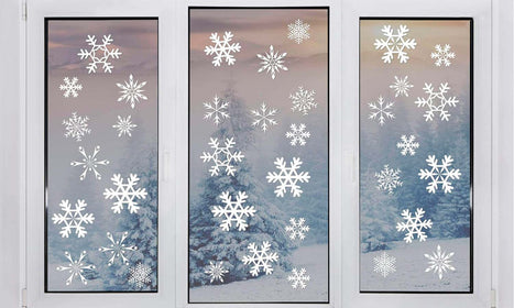 Božićne Pahuljice za prozore, bijele samoljepljive, 42 komada