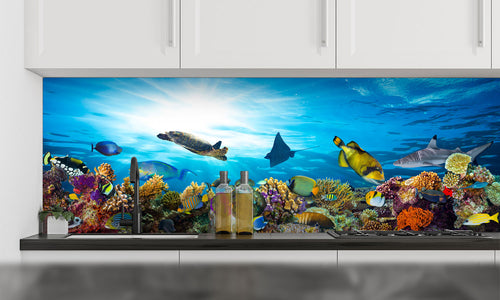 Paneli za kuhinje Coral Fishes - Stakleni / PVC ploče / Pleksiglas -  sa printom za kuhinju, Zidne obloge PKU010