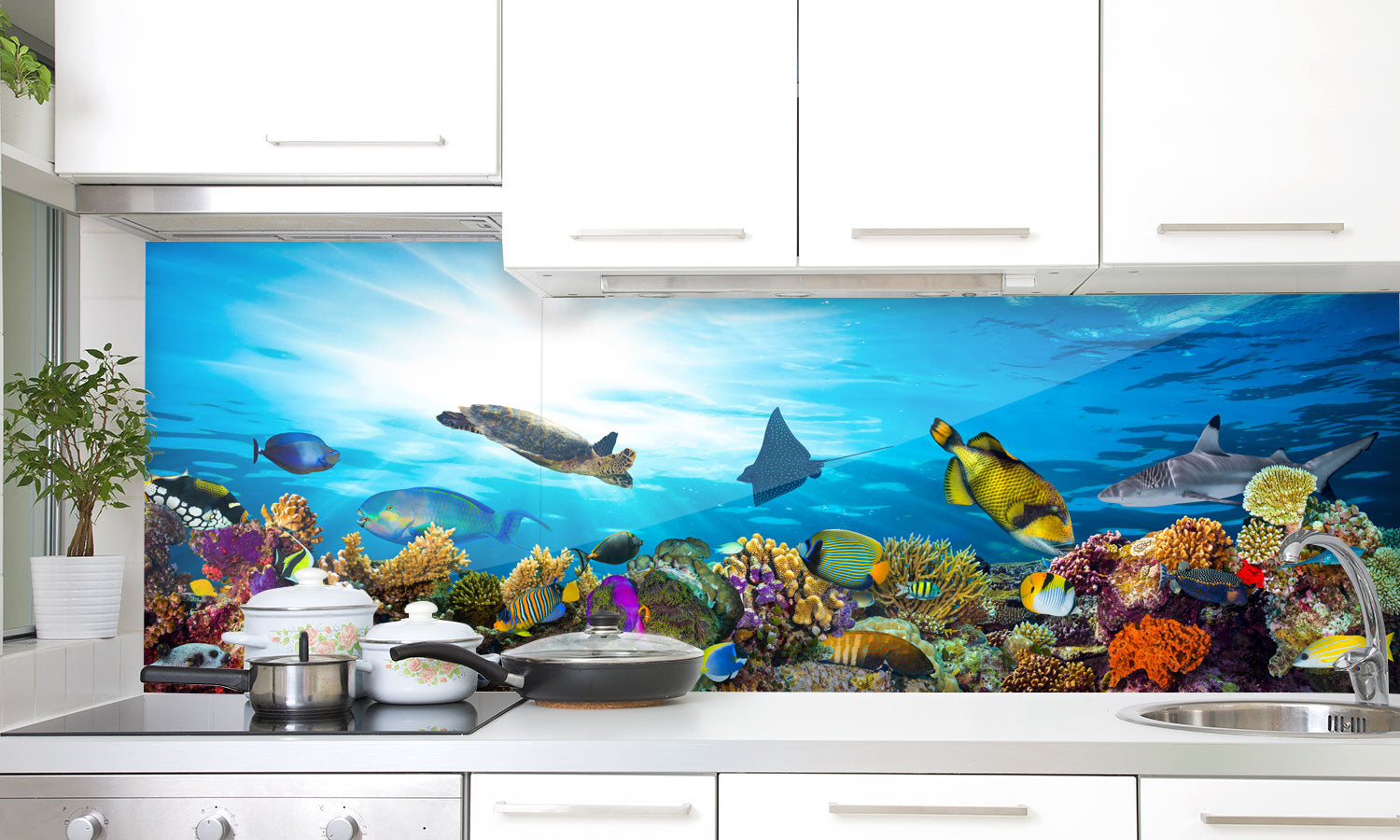 Paneli za kuhinje Coral Fishes - Stakleni / PVC ploče / Pleksiglas -  sa printom za kuhinju, Zidne obloge PKU010