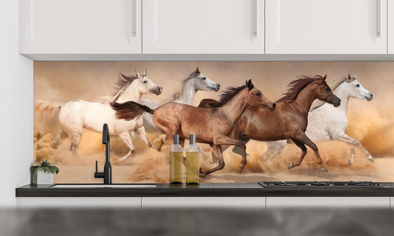 Paneli za kuhinje Horses sand storm - Stakleni / PVC ploče / Pleksiglas -  sa printom za kuhinju, Zidne obloge PKU013
