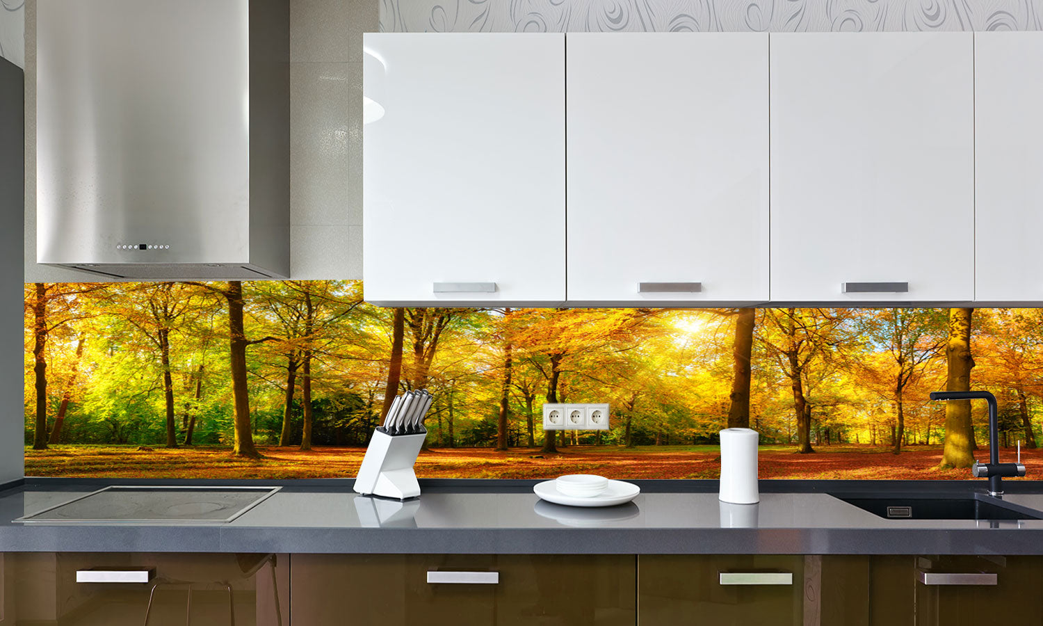 Paneli za kuhinje Jesenska panorama - Stakleni / PVC ploče / Pleksiglas -  sa printom za kuhinju, Zidne obloge PKU015