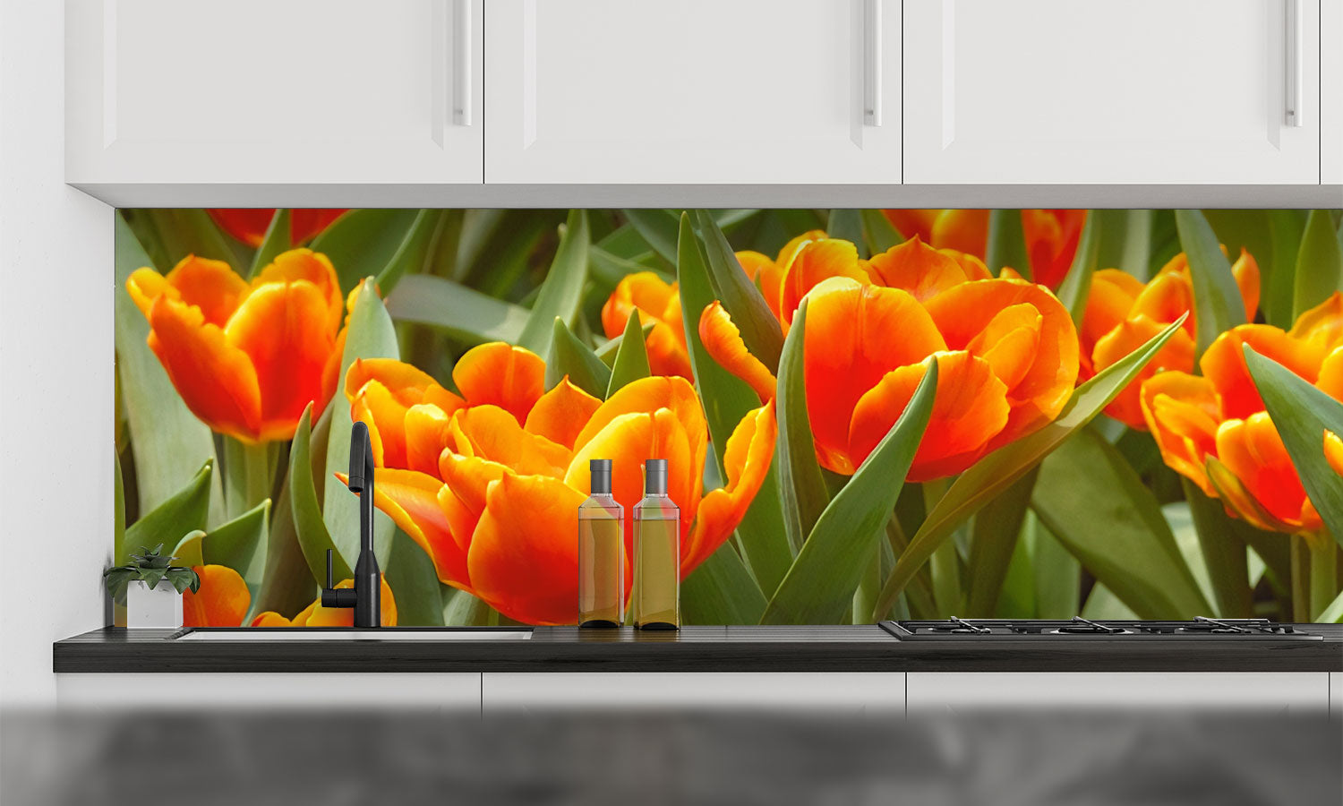 Paneli za kuhinje Tulips - Stakleni / PVC ploče / Pleksiglas -  sa printom za kuhinju, Zidne obloge PKU018