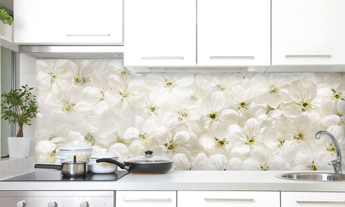 Paneli za kuhinje White cherry flowers - Stakleni / PVC ploče / Pleksiglas -  sa printom za kuhinju, Zidne obloge PKU023