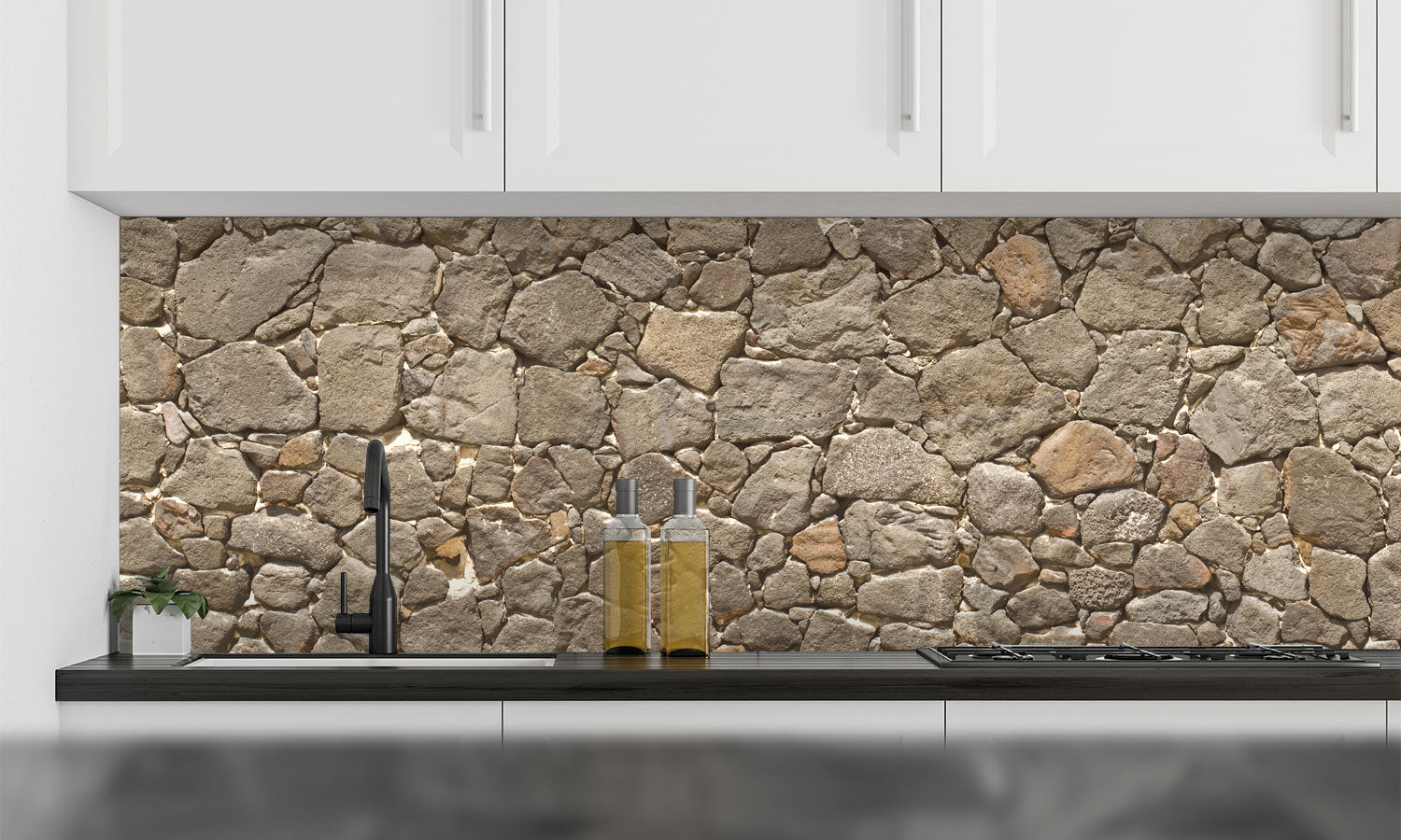 Paneli za kuhinje Stones wall - Stakleni / PVC ploče / Pleksiglas -  sa printom za kuhinju, Zidne obloge PKU025