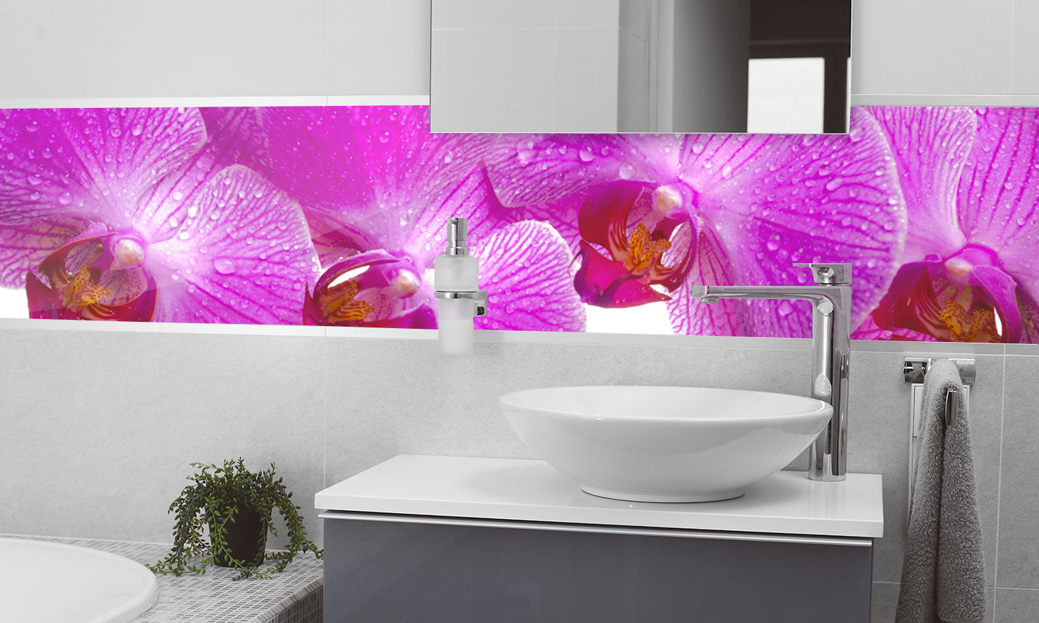 Paneli za kuhinje Orchid flower- Stakleni / PVC ploče / Pleksiglas -  sa printom za kuhinju, Zidne obloge PKU026