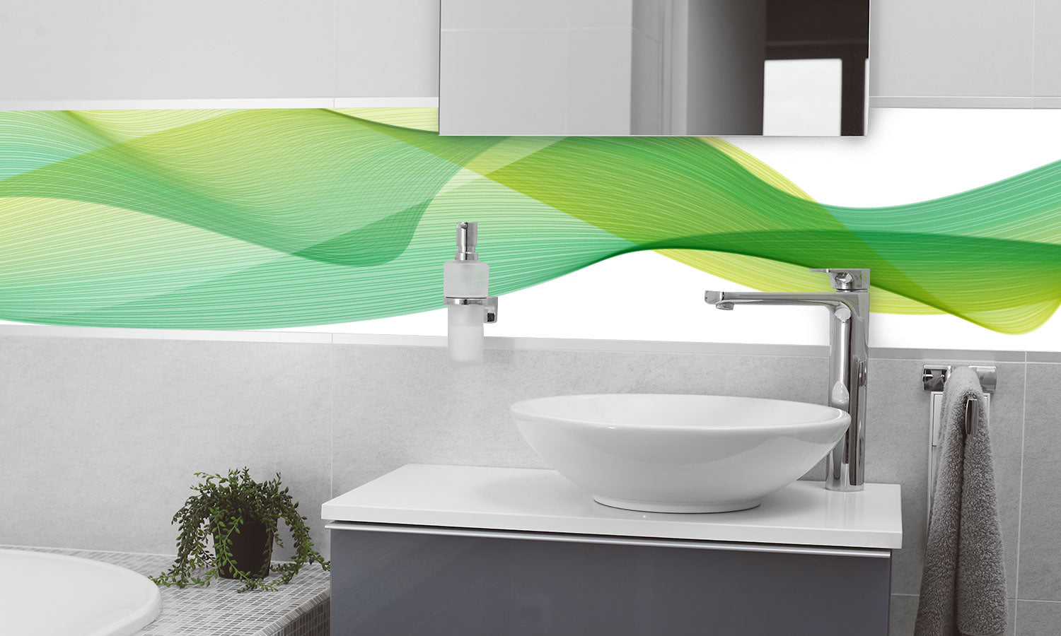 Paneli za kuhinje Linije zelene -  Stakleni / PVC ploče / Pleksiglas -  sa printom za kuhinju, Zidne obloge PKU033