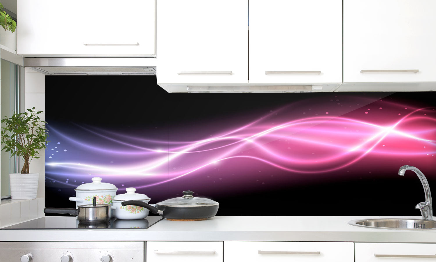 Paneli za kuhinje Black Lines -  Stakleni / PVC ploče / Pleksiglas -  sa printom za kuhinju, Zidne obloge PKU034