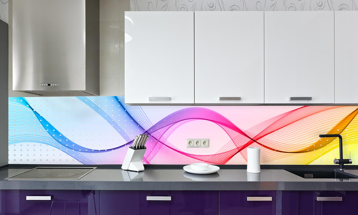 Paneli za kuhinje Dot Line -  Stakleni / PVC ploče / Pleksiglas -  sa printom za kuhinju, Zidne obloge PKU036