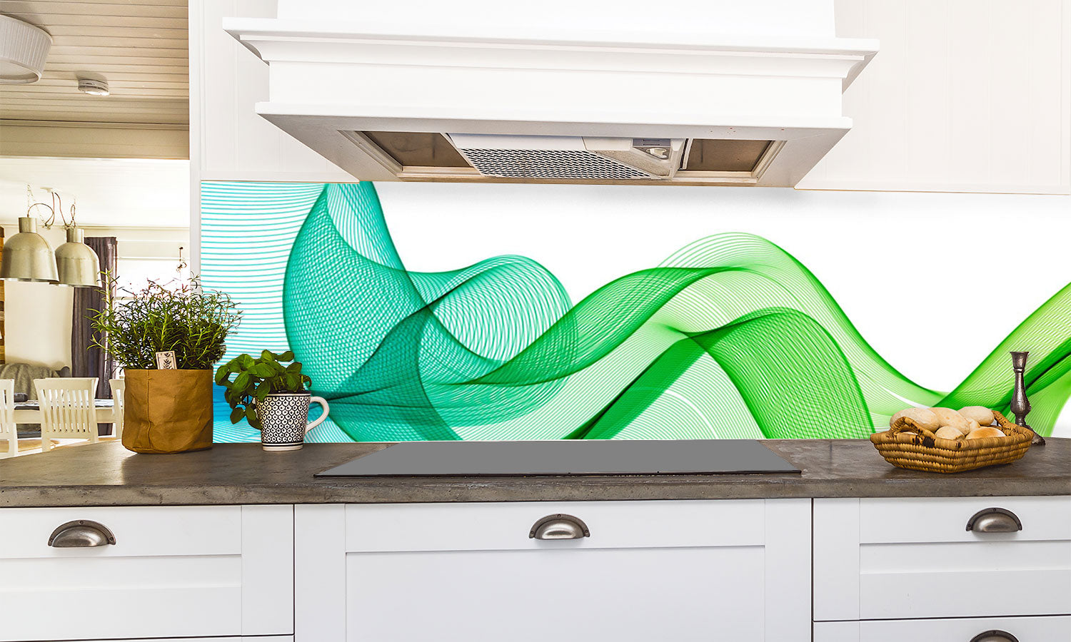 Paneli za kuhinje Zelene linije -  Stakleni / PVC ploče / Pleksiglas -  sa printom za kuhinju, Zidne obloge PKU038