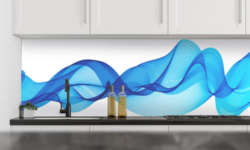 Paneli za kuhinje  Plave linije -  Stakleni / PVC ploče / Pleksiglas -  sa printom za kuhinju, Zidne obloge PKU039