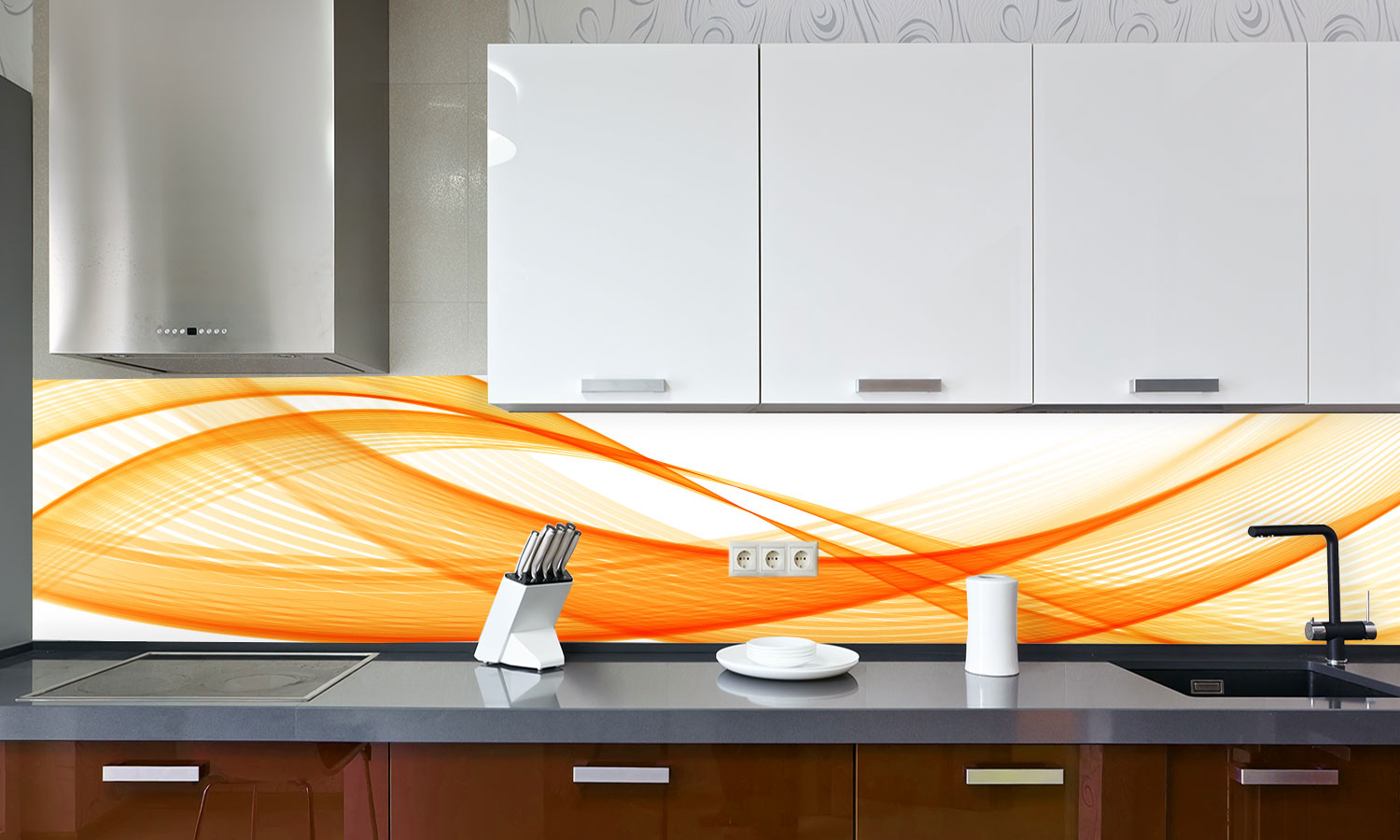 Paneli za kuhinje  Orange strip -  Stakleni / PVC ploče / Pleksiglas -  sa printom za kuhinju, Zidne obloge PKU043