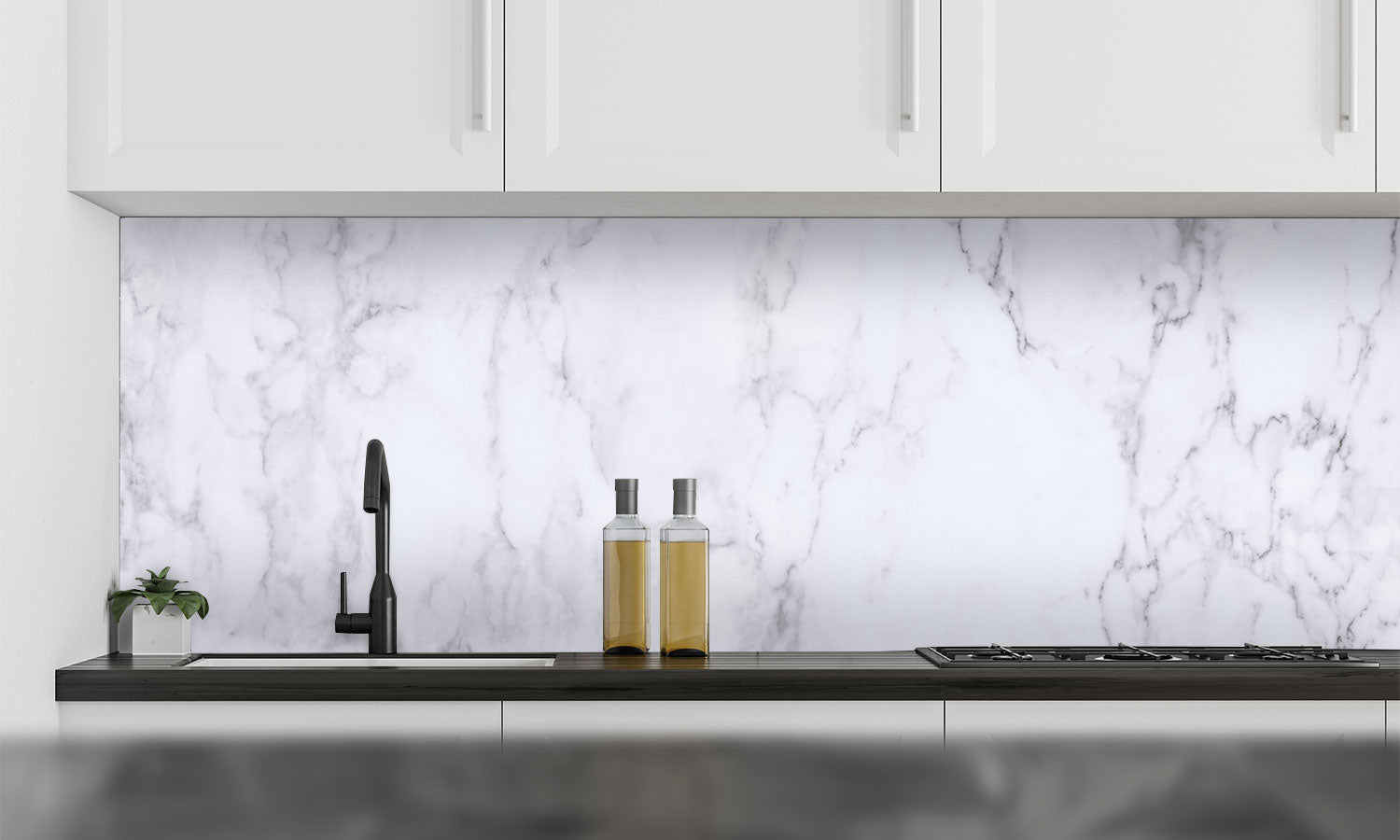 Paneli za kuhinje White marble texture  -  Stakleni / PVC ploče / Pleksiglas -  sa printom za kuhinju, Zidne obloge PKU051