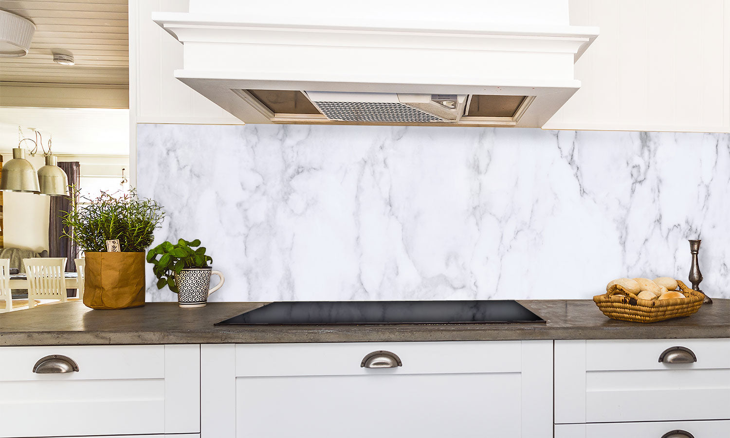 Paneli za kuhinje White marble texture  -  Stakleni / PVC ploče / Pleksiglas -  sa printom za kuhinju, Zidne obloge PKU051