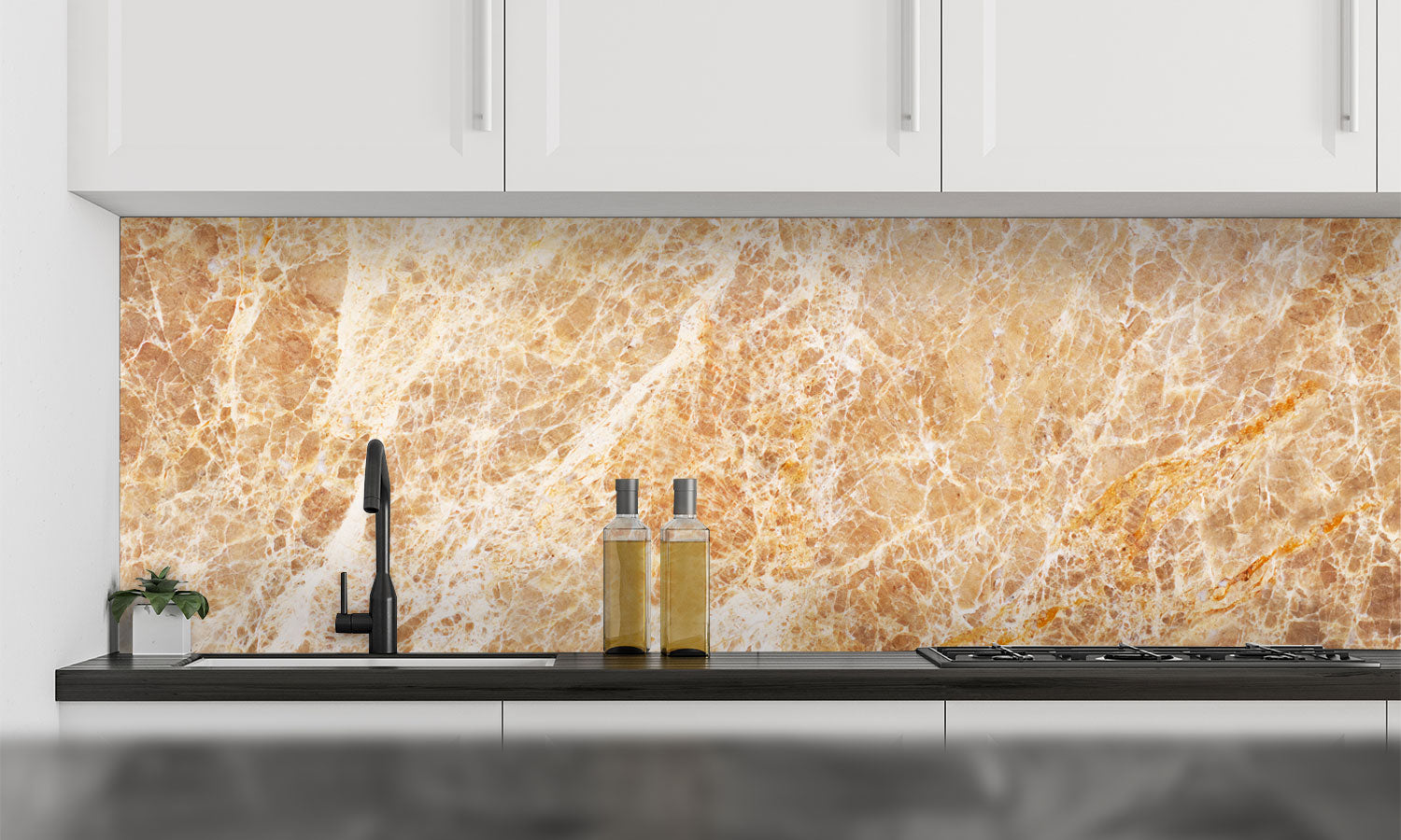 Paneli za kuhinje Warm marble -  Stakleni / PVC ploče / Pleksiglas -  sa printom za kuhinju, Zidne obloge PKU063