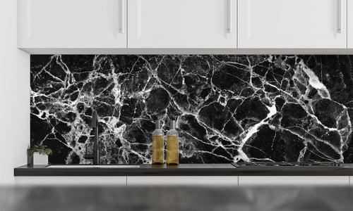 Paneli za kuhinje Marble black  white tone -  Stakleni / PVC ploče / Pleksiglas -  sa printom za kuhinju, Zidne obloge PKU064