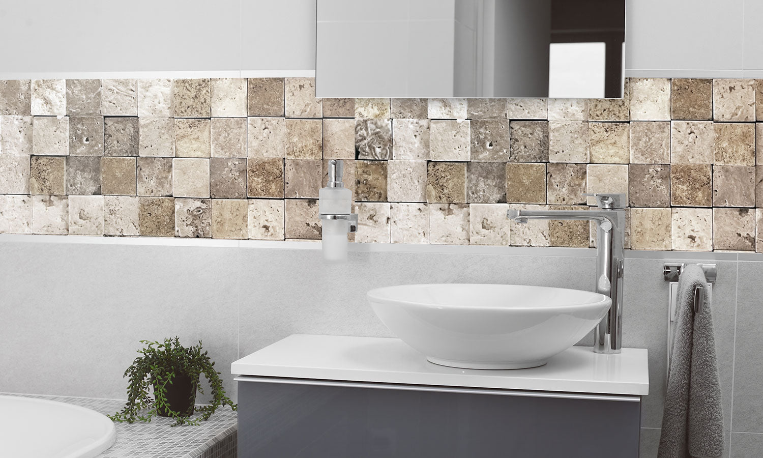 Paneli za kuhinje Marble stone wall -  Stakleni / PVC ploče / Pleksiglas -  sa printom za kuhinju, Zidne obloge PKU070