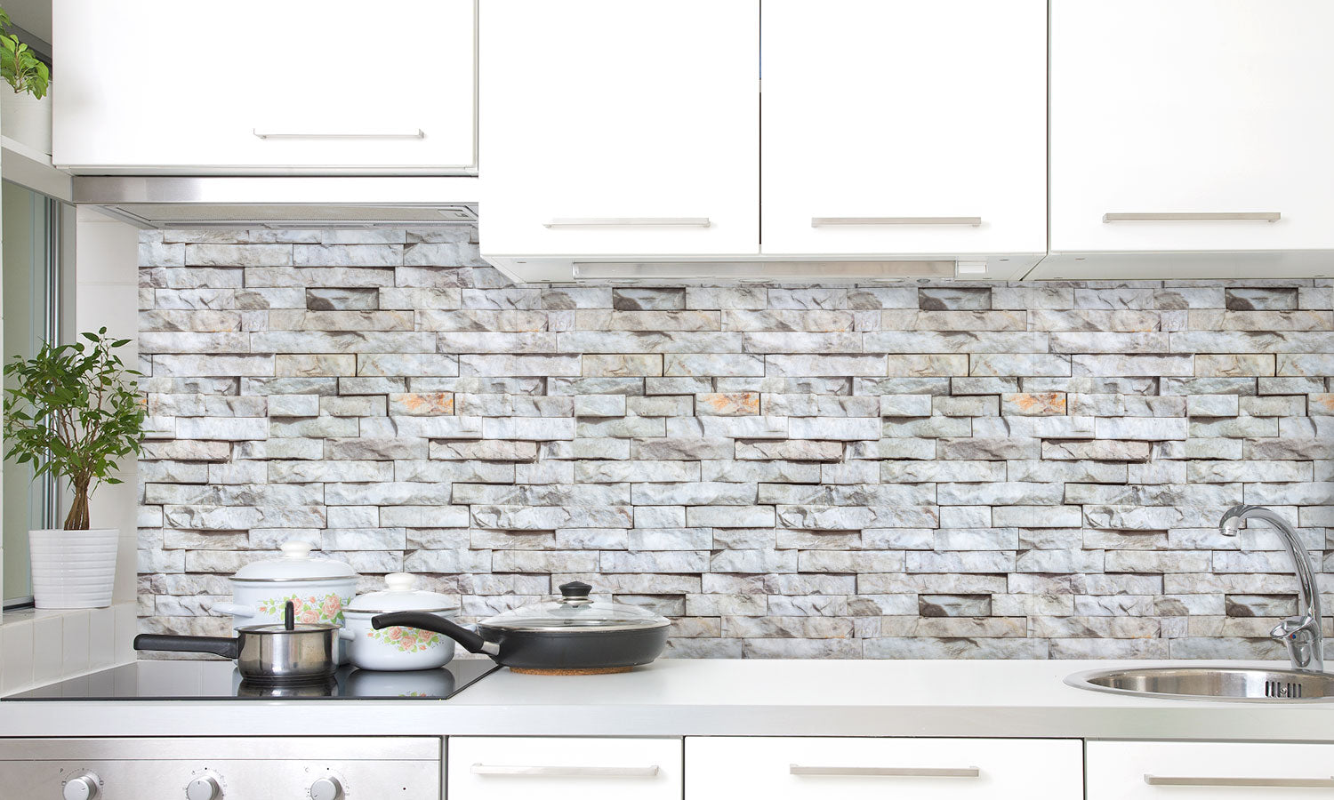 Paneli za kuhinje Seamless stone wall -  Stakleni / PVC ploče / Pleksiglas -  sa printom za kuhinju, Zidne obloge PKU076
