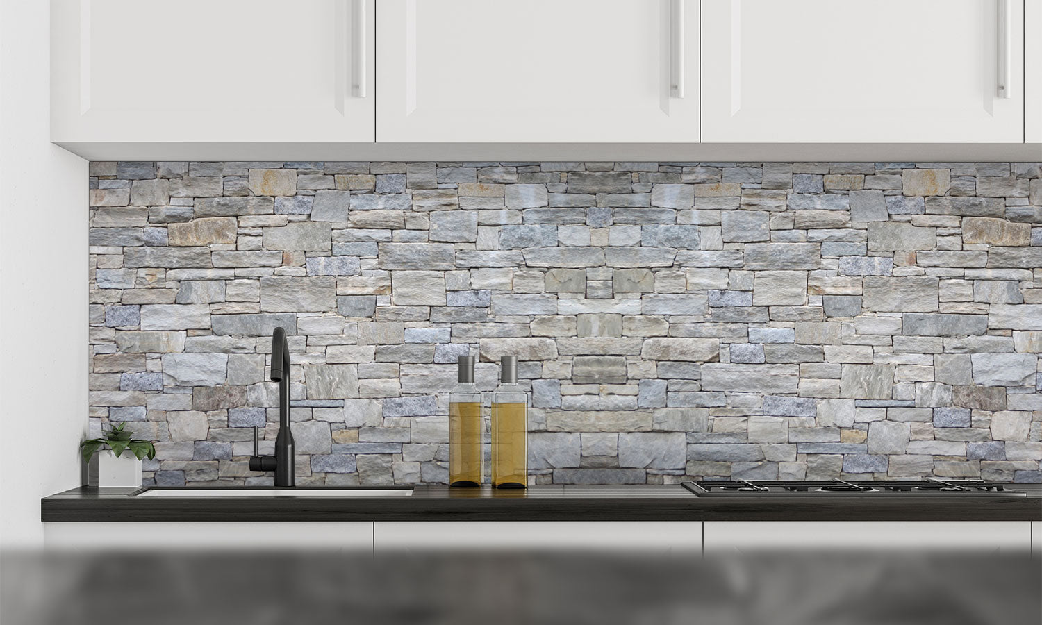 Paneli za kuhinje Stone wall -  Stakleni / PVC ploče / Pleksiglas -  sa printom za kuhinju, Zidne obloge PKU077
